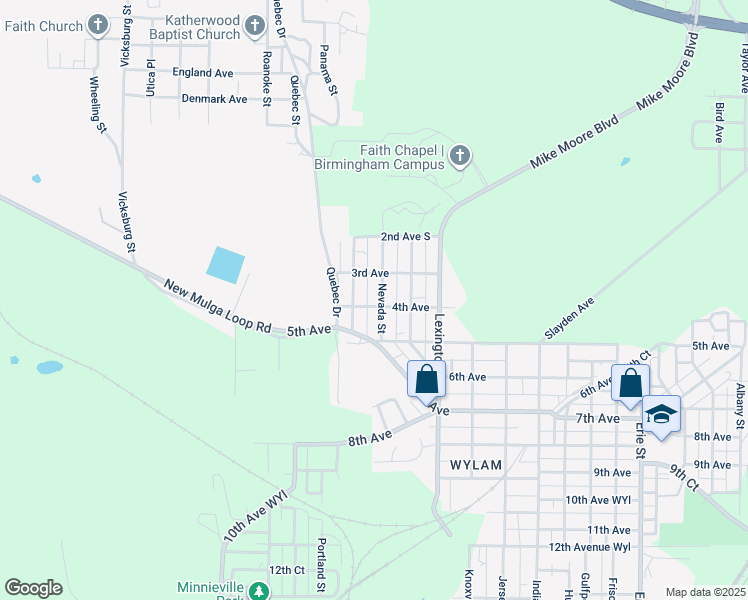 map of restaurants, bars, coffee shops, grocery stores, and more near 324 Nevada Street in Birmingham
