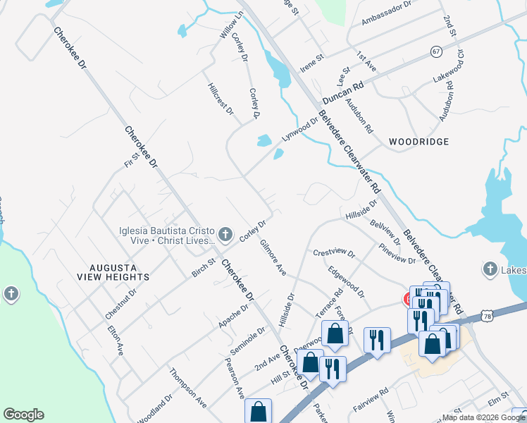 map of restaurants, bars, coffee shops, grocery stores, and more near 1013 Corley Drive in North Augusta