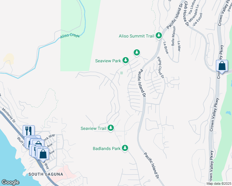 map of restaurants, bars, coffee shops, grocery stores, and more near in Laguna Beach