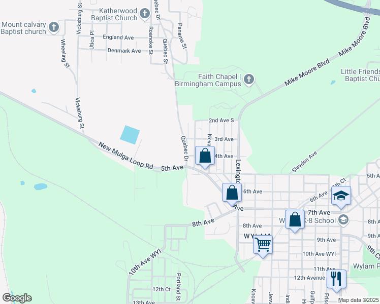 map of restaurants, bars, coffee shops, grocery stores, and more near 324 Oregon Street in Birmingham