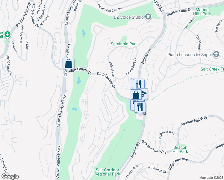 map of restaurants, bars, coffee shops, grocery stores, and more near 4 Westcliff in Laguna Niguel