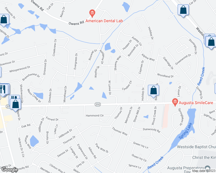 map of restaurants, bars, coffee shops, grocery stores, and more near 120 West Lynne Drive in Martinez