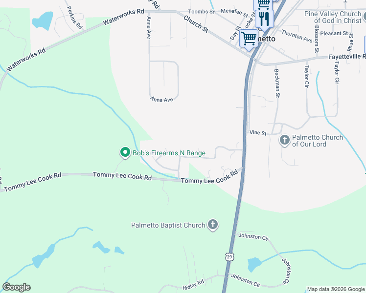 map of restaurants, bars, coffee shops, grocery stores, and more near 514 Alpine Way in Palmetto