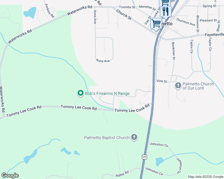 map of restaurants, bars, coffee shops, grocery stores, and more near 514 Alpine Way in Palmetto