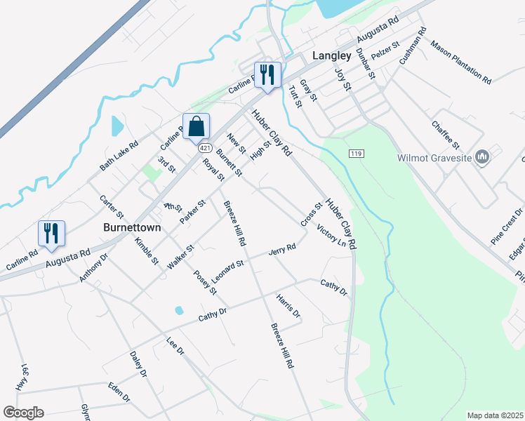map of restaurants, bars, coffee shops, grocery stores, and more near 132 Jerry Road in Warrenville