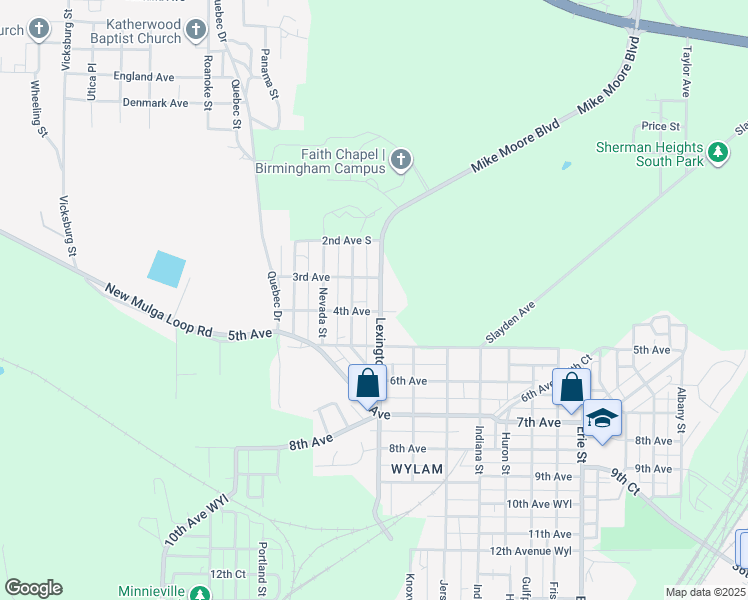 map of restaurants, bars, coffee shops, grocery stores, and more near 316 Lexington Street in Birmingham