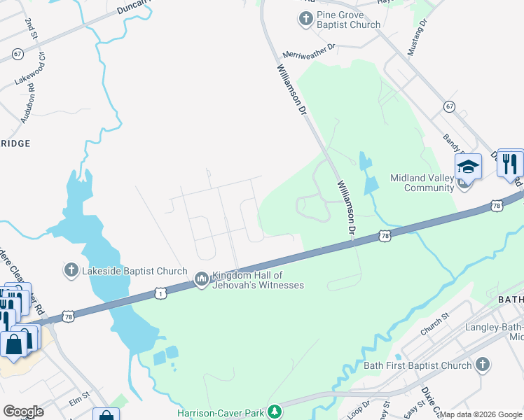 map of restaurants, bars, coffee shops, grocery stores, and more near 200 Crytzer Lane in Graniteville
