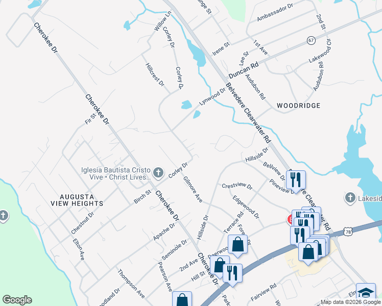 map of restaurants, bars, coffee shops, grocery stores, and more near 1013 Corley Drive in North Augusta