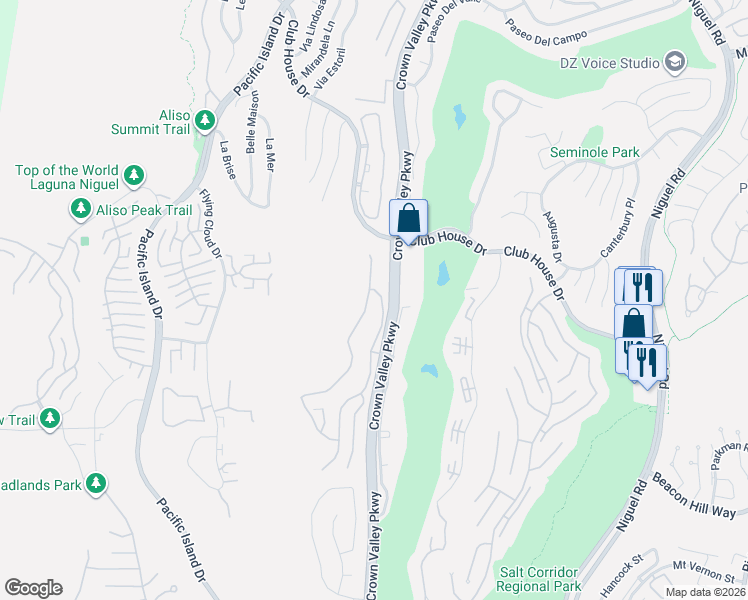 map of restaurants, bars, coffee shops, grocery stores, and more near 35 Woodhaven Drive in Laguna Niguel