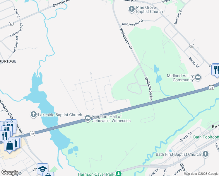 map of restaurants, bars, coffee shops, grocery stores, and more near 200 Crytzer Lane in Graniteville