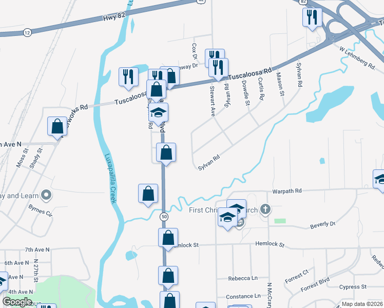 map of restaurants, bars, coffee shops, grocery stores, and more near 232 Sylvan Road in Columbus