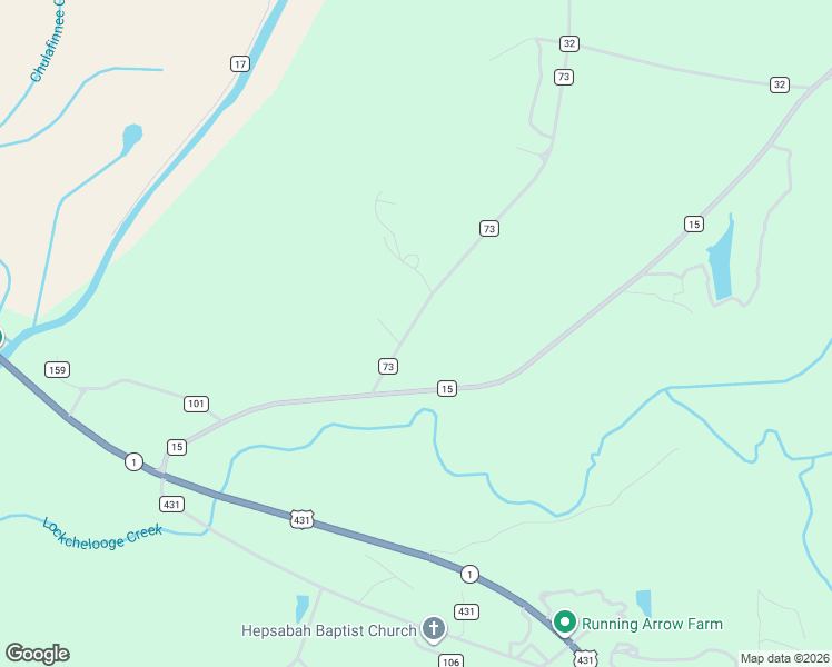 map of restaurants, bars, coffee shops, grocery stores, and more near 3303 County Highway 73 in Heflin
