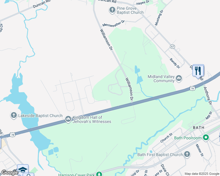 map of restaurants, bars, coffee shops, grocery stores, and more near 200 Crytzer Lane in Graniteville