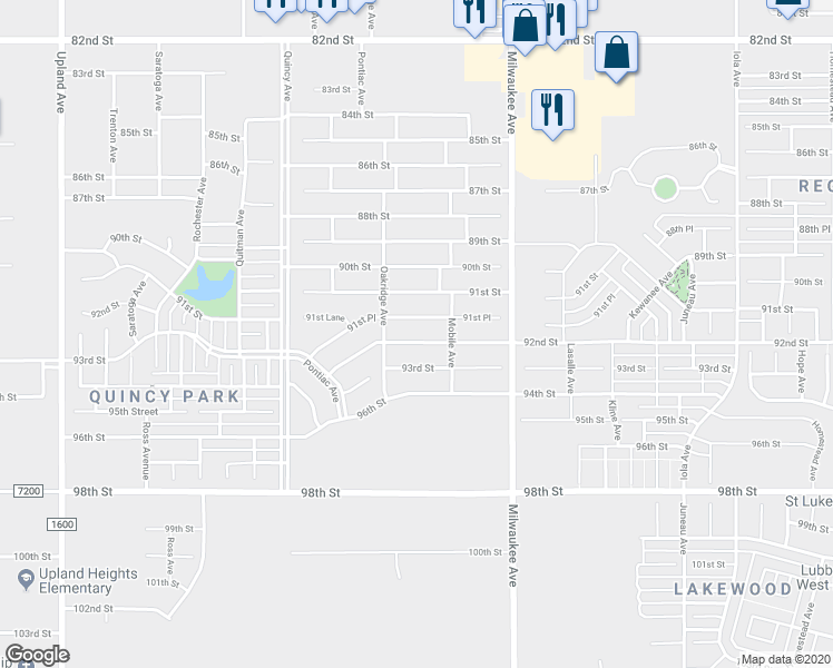 map of restaurants, bars, coffee shops, grocery stores, and more near 6545 92nd Street in Lubbock