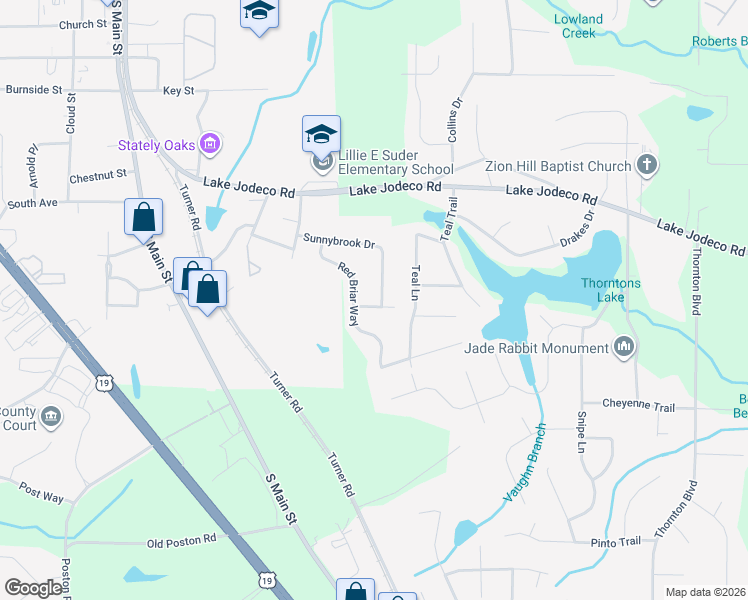 map of restaurants, bars, coffee shops, grocery stores, and more near 1517 Sunnybrook Drive in Jonesboro