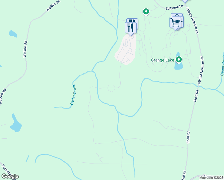 map of restaurants, bars, coffee shops, grocery stores, and more near 11542 Serenbe Lane in Chattahoochee Hills