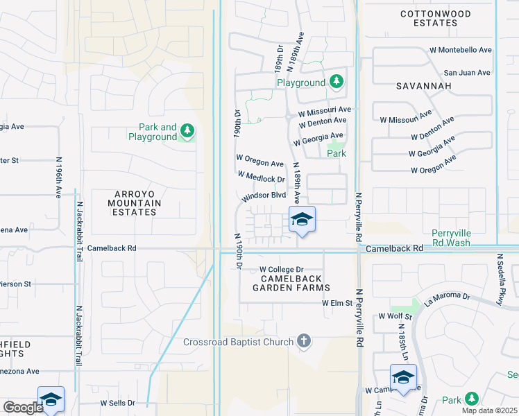 map of restaurants, bars, coffee shops, grocery stores, and more near 18913 West Windsor Boulevard in Litchfield Park