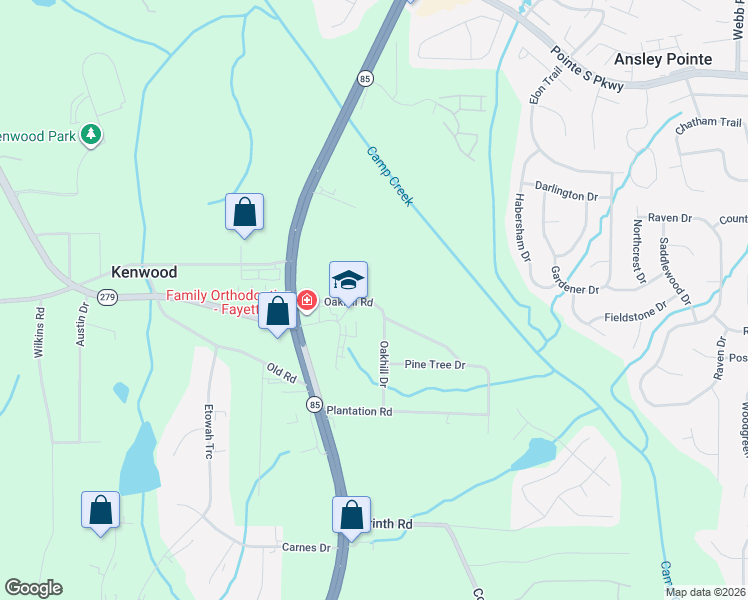 map of restaurants, bars, coffee shops, grocery stores, and more near 100 Green Valley Drive in Fayetteville