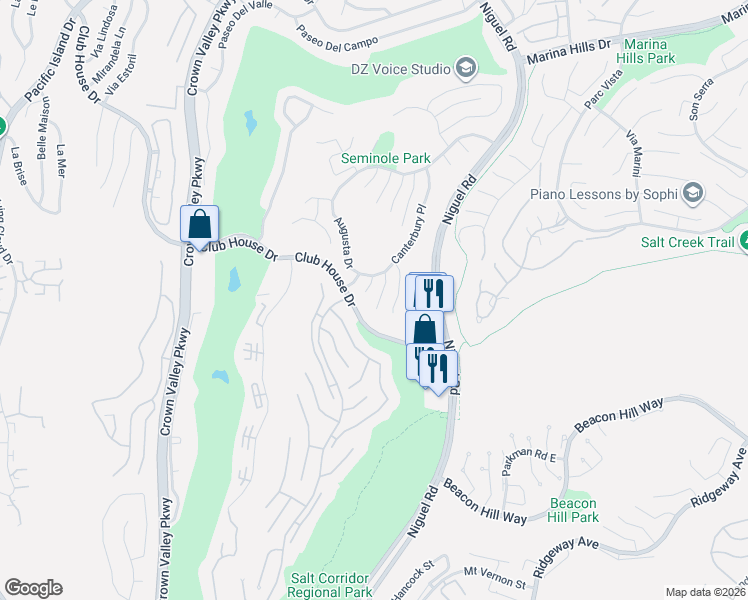 map of restaurants, bars, coffee shops, grocery stores, and more near 31162 Doral Place in Laguna Niguel