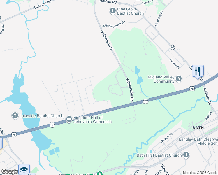 map of restaurants, bars, coffee shops, grocery stores, and more near 505 Crytzer Lane in Graniteville