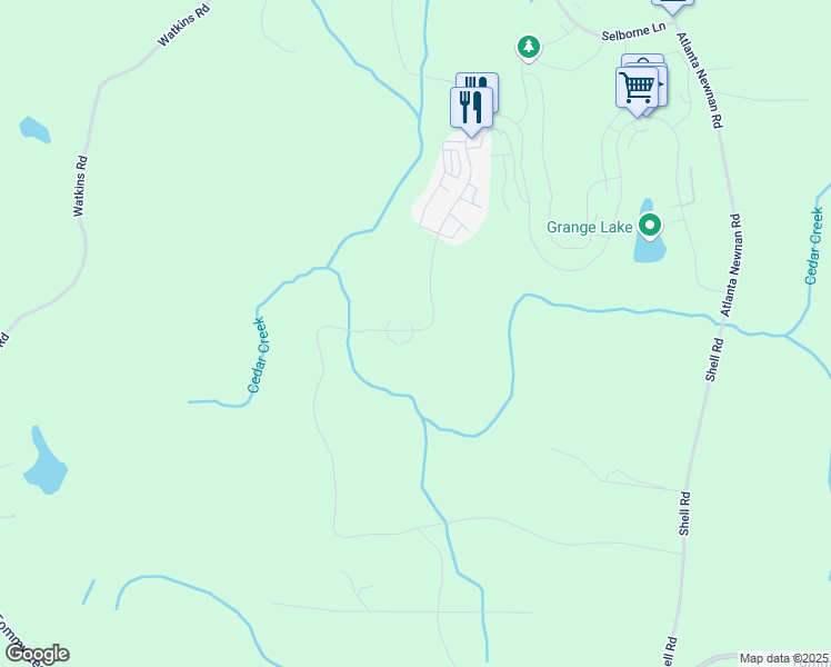 map of restaurants, bars, coffee shops, grocery stores, and more near 11542 Serenbe Lane in Chattahoochee Hills