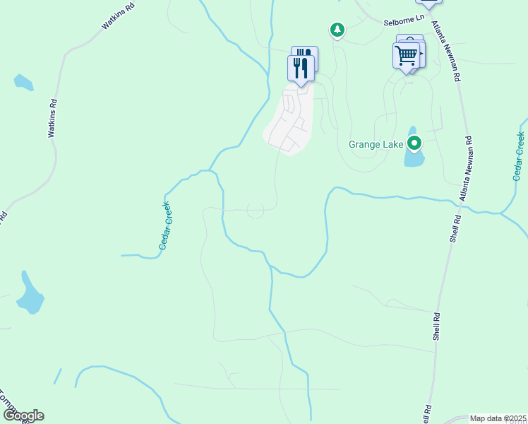 map of restaurants, bars, coffee shops, grocery stores, and more near Winston Way in Chattahoochee Hills