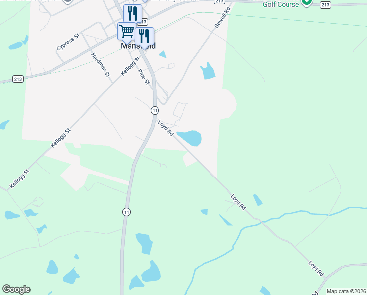 map of restaurants, bars, coffee shops, grocery stores, and more near 168 Loyd Road in Mansfield