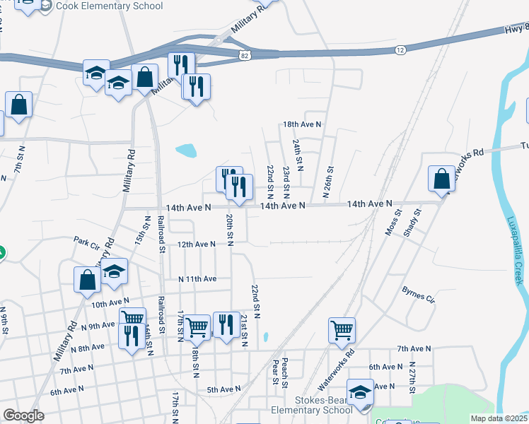 map of restaurants, bars, coffee shops, grocery stores, and more near 2200-2298 North 14th Avenue in Columbus