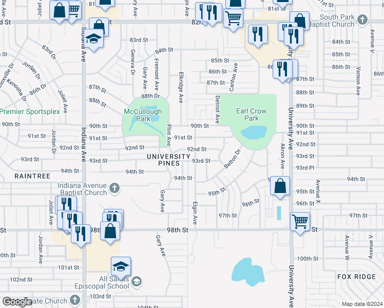 map of restaurants, bars, coffee shops, grocery stores, and more near 9204 Elgin Avenue in Lubbock