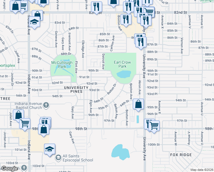 map of restaurants, bars, coffee shops, grocery stores, and more near 9203 Canton Avenue in Lubbock