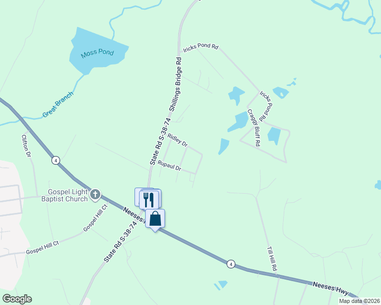 map of restaurants, bars, coffee shops, grocery stores, and more near 112 Last Drive in Orangeburg