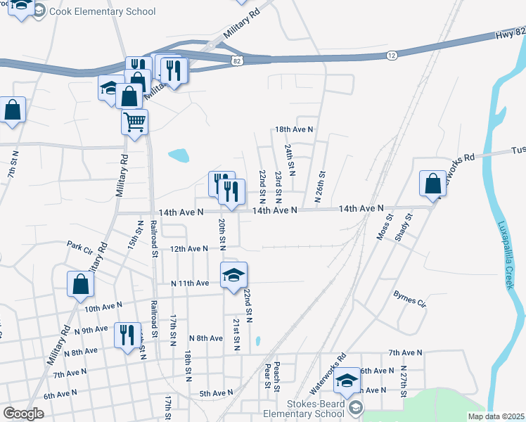 map of restaurants, bars, coffee shops, grocery stores, and more near 2200 14th Avenue North in Columbus