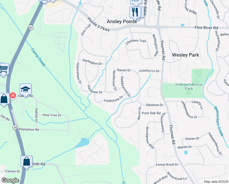 map of restaurants, bars, coffee shops, grocery stores, and more near Summer Chase Drive in Jonesboro