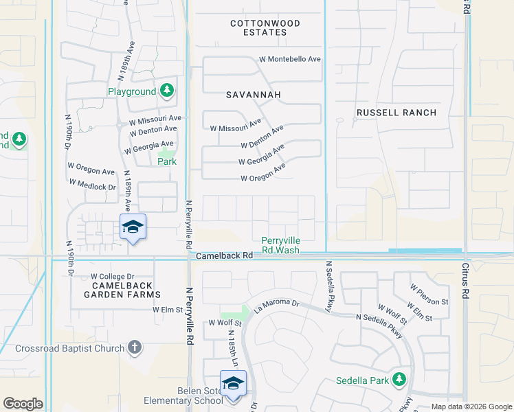 map of restaurants, bars, coffee shops, grocery stores, and more near 18420 West Colter Street in Litchfield Park