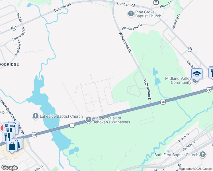 map of restaurants, bars, coffee shops, grocery stores, and more near 505 Crytzer Lane in Graniteville