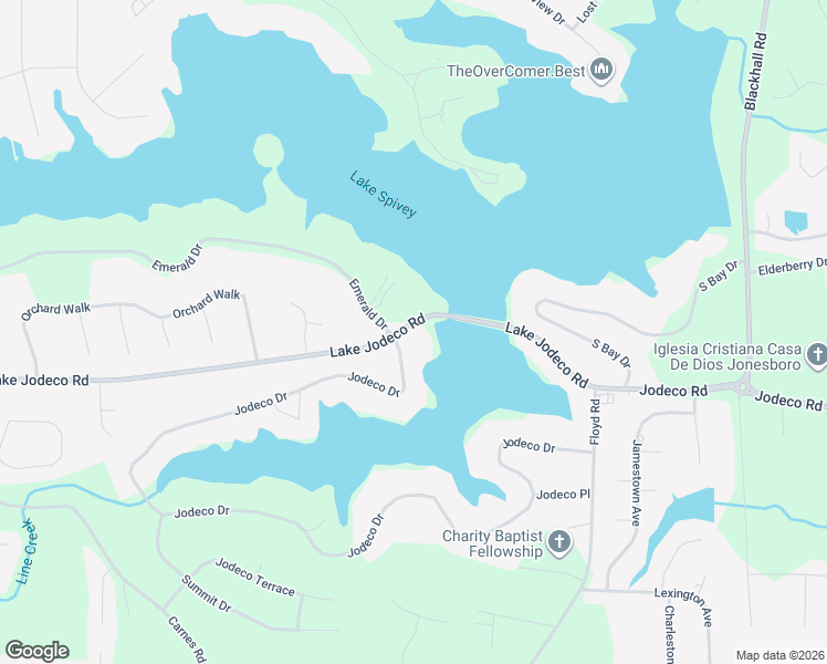 map of restaurants, bars, coffee shops, grocery stores, and more near 3048 Emerald Drive in Jonesboro