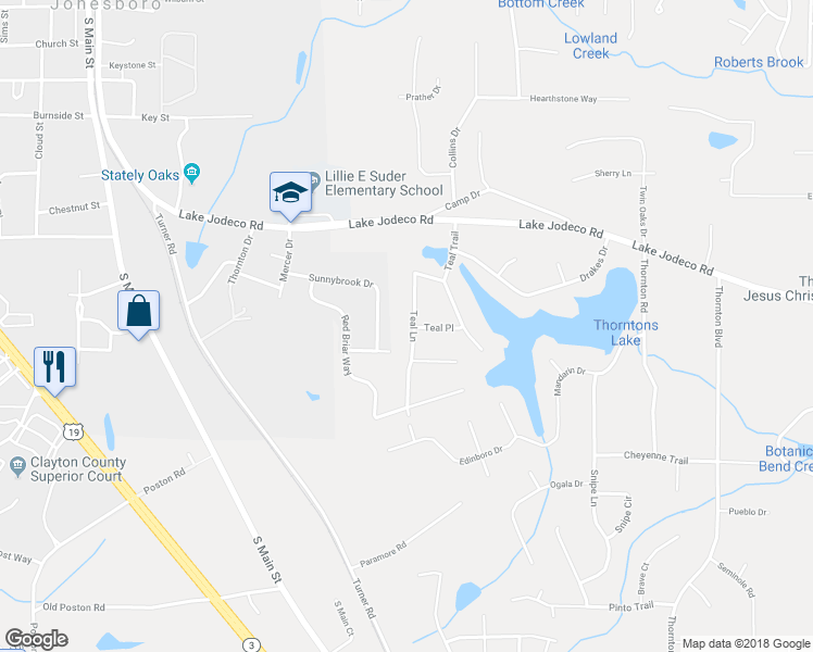 map of restaurants, bars, coffee shops, grocery stores, and more near 8945 Teal Lane in Jonesboro