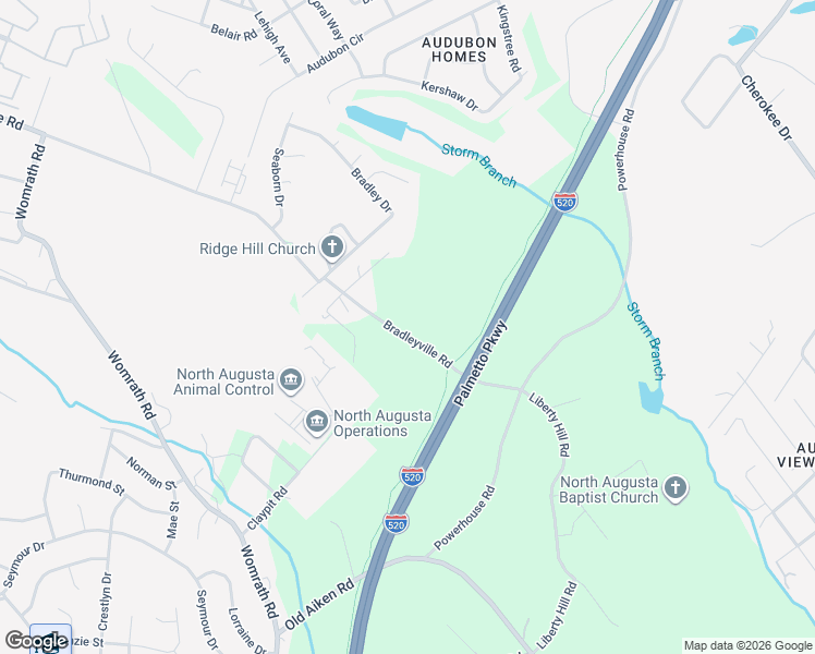 map of restaurants, bars, coffee shops, grocery stores, and more near 527 Bradleyville Road in North Augusta