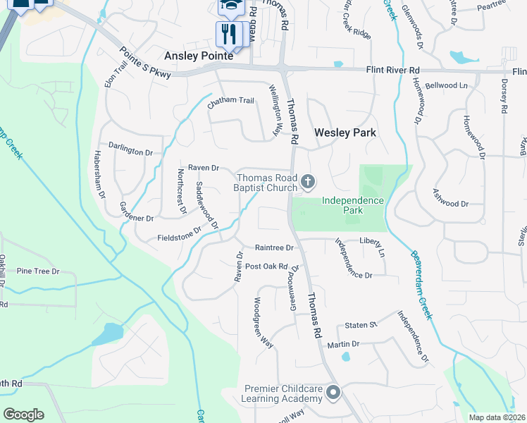 map of restaurants, bars, coffee shops, grocery stores, and more near 357 Cheri Place in Jonesboro