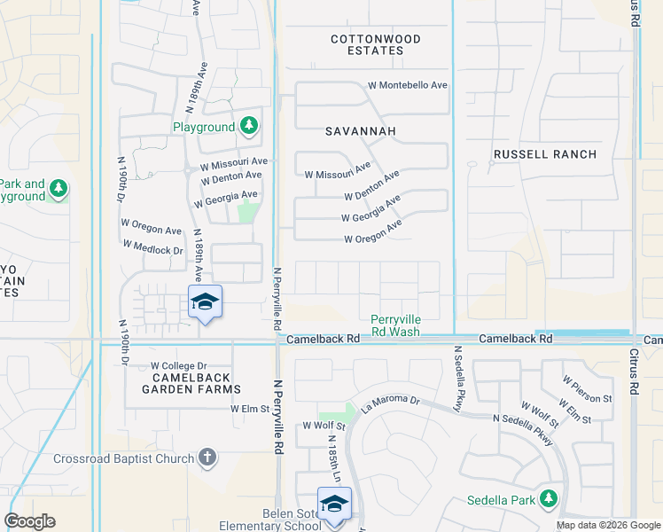 map of restaurants, bars, coffee shops, grocery stores, and more near 18556 West Colter Street in Litchfield Park