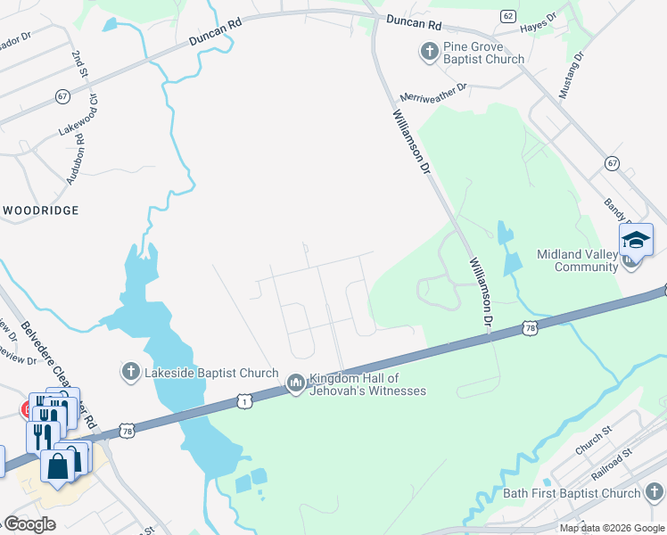 map of restaurants, bars, coffee shops, grocery stores, and more near 505 Crytzer Lane in Graniteville