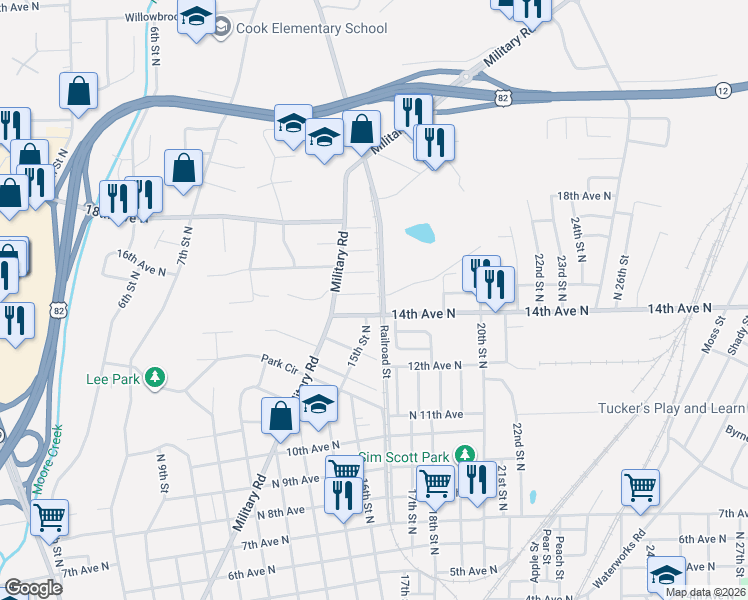 map of restaurants, bars, coffee shops, grocery stores, and more near 1401-1599 N 15th Ave in Columbus