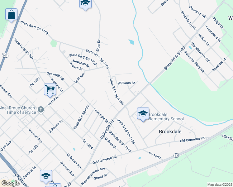 map of restaurants, bars, coffee shops, grocery stores, and more near 596 Kings Road in Orangeburg