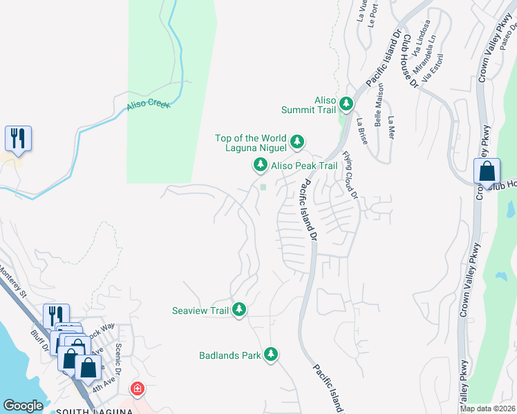 map of restaurants, bars, coffee shops, grocery stores, and more near 25500 Rancho Niguel Road in Laguna Niguel