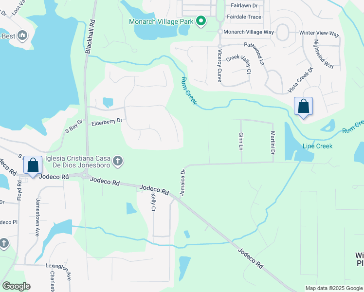 map of restaurants, bars, coffee shops, grocery stores, and more near 177 Falling Waters Drive in Jonesboro