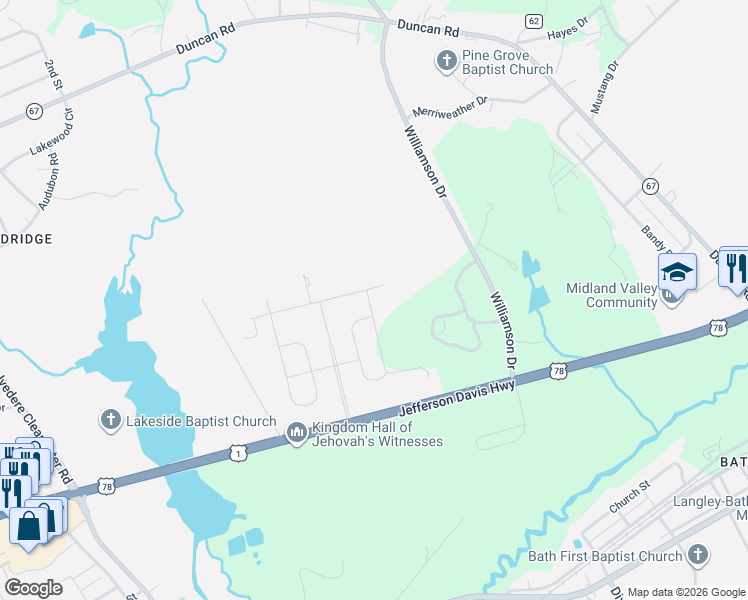 map of restaurants, bars, coffee shops, grocery stores, and more near 28 Ridgeside Drive in Graniteville