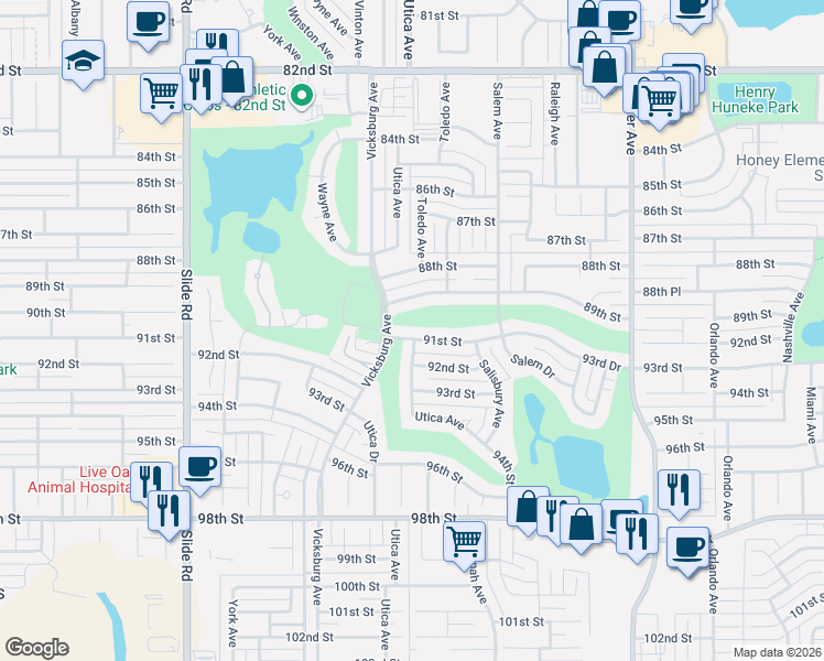 map of restaurants, bars, coffee shops, grocery stores, and more near 4618 91st St in Lubbock
