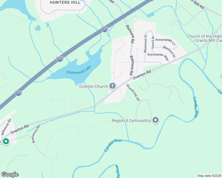 map of restaurants, bars, coffee shops, grocery stores, and more near 5460 Overton Road in Birmingham
