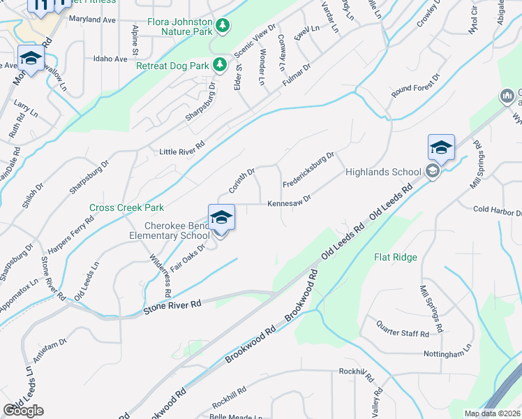 map of restaurants, bars, coffee shops, grocery stores, and more near 4357 Kennesaw Drive in Birmingham