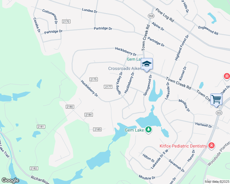 map of restaurants, bars, coffee shops, grocery stores, and more near 109 Honeysuckle Court in Aiken